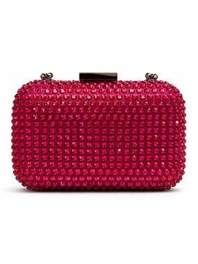 Olga Berg Caydence Crystal Clutch ✨ Red Rhinestone Evening Bag | Structured Glam
